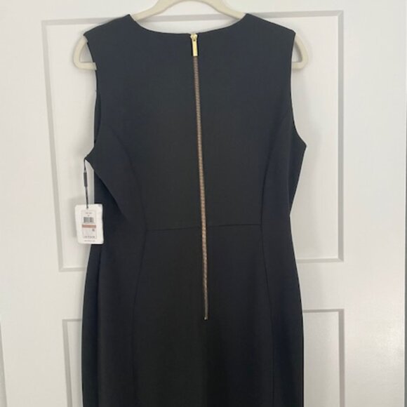 Calvin Klein Sleeveless Black Sheath Dress with Gold Back Zipper Size 12 - Picture 4 of 5